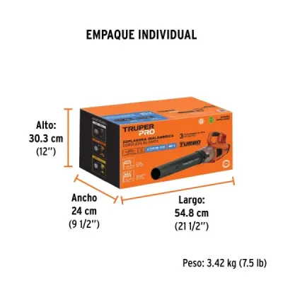 Sopladora Inalámbrica Turbo 40v Truper Pro Sin Batería