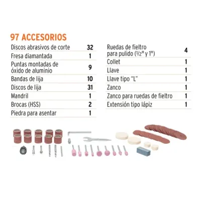 Mototool 135w 10000-36000 Rpm Truper Pro 97 Accesorios