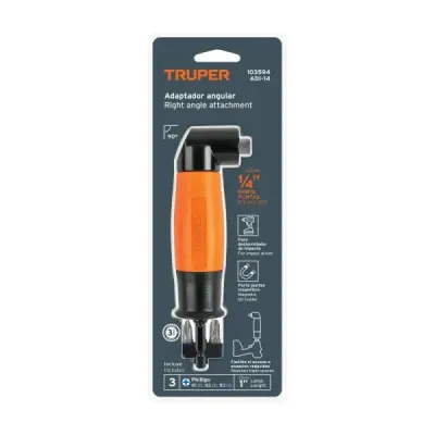 Adaptador Angular Atornillador Impacto 1/4' Truper 3 Puntas
