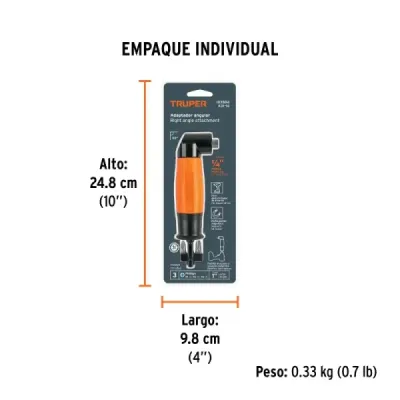 Adaptador Angular Atornillador Impacto 1/4' Truper 3 Puntas