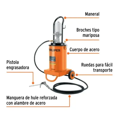 Bomba Inyectora Neumática De Grasa 12 Kg Truper 90-115 Psi