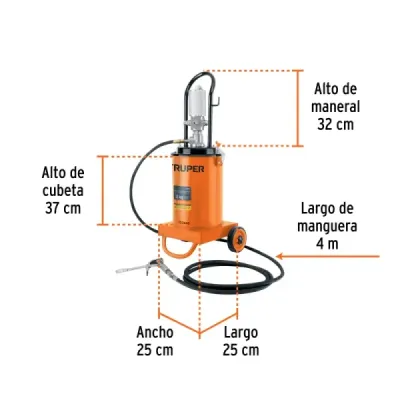 Bomba Inyectora Neumática De Grasa 12 Kg Truper 90-115 Psi