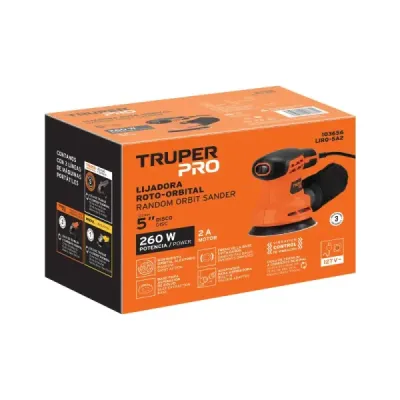 Lijadora Roto-orbital 5' 260 W Truper Pro 1.35mm 12500 Opm
