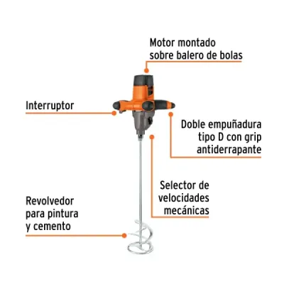 Mezcladora Eléctrica 1400w 0-800 Rpm 90x12cm Truper Pro