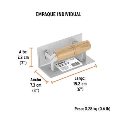 Esquinero Interior Redondo 6' Para Muro Truper Mango Madera