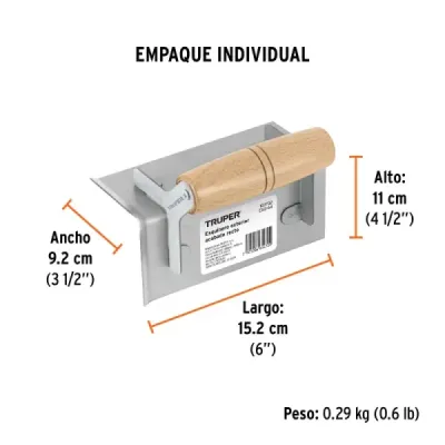 Esquinero Exterior Recto 6' Para Muro Truper Mango Madera