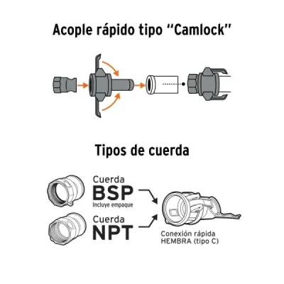 Conexión Rápida Manguera Motobomba 3' Truper Uso Universal