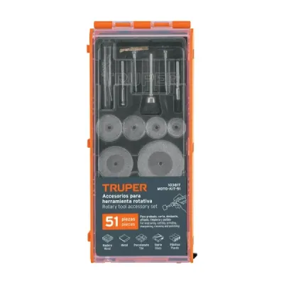 Juego 51 Piezas Mototool Truper Grabar Cortar Limpiar Pulir