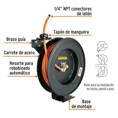 Manguera Compresor Aire Retráctil 15m X 3/8' Truper 300 Psi