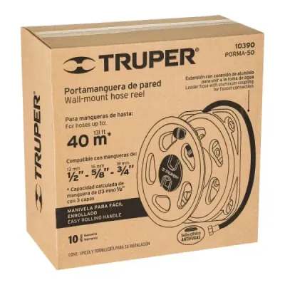 Portamanguera De Pared 1/2' Truper Hasta 40m Extensión 1.3m
