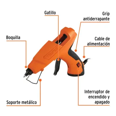 Pistola Silicona 80w Barra Grande Truper Antiderrapante