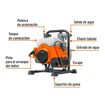 Motobomba Gasolina Autocebante 2 Hp Truper 140l/min