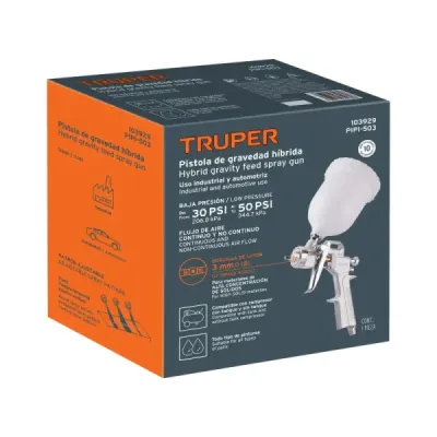 Pistola Para Pintar Híbrida 3mm 500ml Truper 30 A 50 Psi