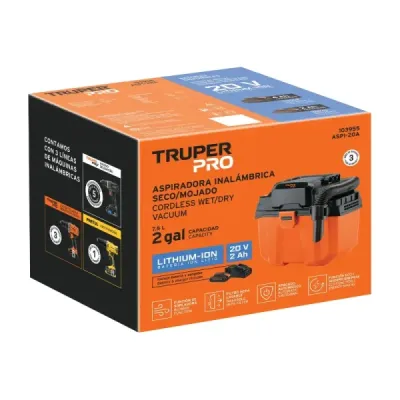 Aspiradora Inalámbrica 20v 7.5l Truper Pro Batería Cargador