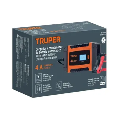 Cargador Mantenedor Baterías 6-12v 4a Portátil Abs Truper