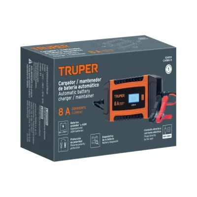 Cargador Mantenedor Baterías 12-24v 8a Portátil Abs Truper