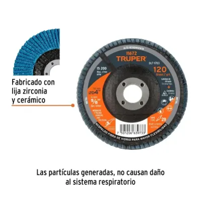Disco Laminado Flap 4' Acero Truper Fibra Vidrio Grano 40
