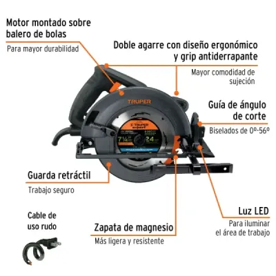 Sierra Circular 7.1/4' 1800w Truper Industrial Corte 60mm