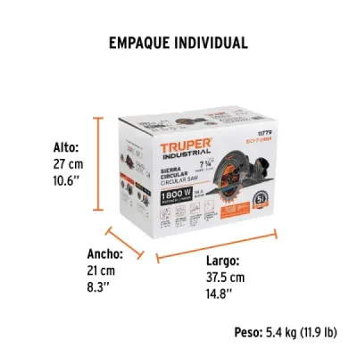 Sierra Circular 7.1/4' 1800w Truper Industrial Corte 60mm