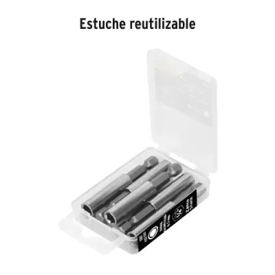Set 5 Extensiones Puntas Magnética 1/4' Largo 60 Mm Truper