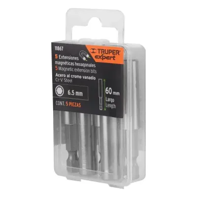 Set 5 Extensiones Puntas Magnética 1/4' Largo 60 Mm Truper