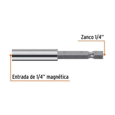 Set 5 Extensiones Puntas Magnética 1/4' Largo 70 Mm Truper