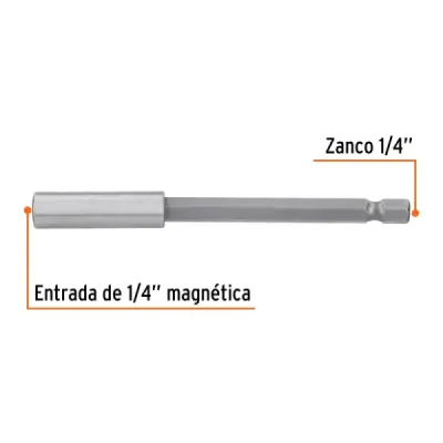 Set 5 Extensiones Puntas Magnética 1/4' Largo 100 Mm Truper