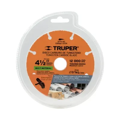 Disco Tungsteno Multimaterial 4.1/2' Truper Centro 7/8'