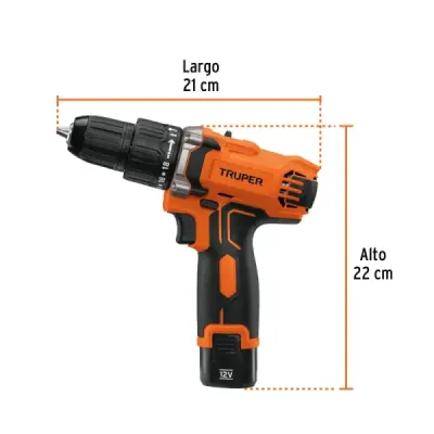 Taladro Percutor Inalámbrico 3/8' 12v Truper Pro 1 Batería