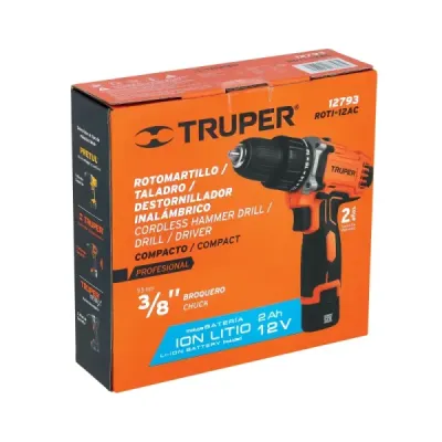 Taladro Percutor Inalámbrico 3/8' 12v Truper Pro 1 Batería