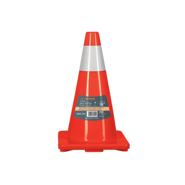 Cono Seguridad Precaución Reflectivo 45 Cm Truper 27x27 Cm (CONO-45R - 13121)
