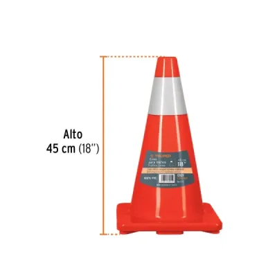 Cono Seguridad Precaución Reflectivo 45 Cm Truper 27x27 Cm