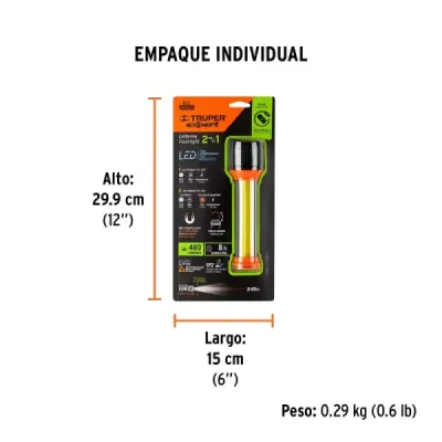Linterna Led 480lm Emergencia Aluminio Truper Luz Lateral