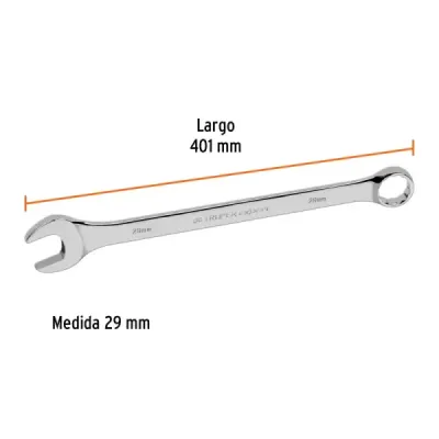 Llave Mixta Extralarga 29mm Largo 401mm Truper Cabeza 15°