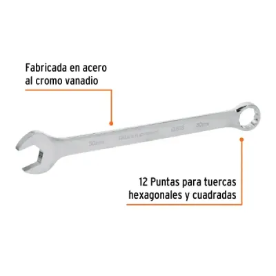 Llave Mixta Extralarga 30mm Largo 401mm Truper Cabeza 15°