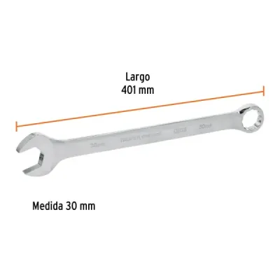 Llave Mixta Extralarga 30mm Largo 401mm Truper Cabeza 15°