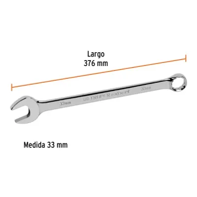 Llave Mixta Extralarga 33mm Largo 376mm Truper Cabeza 15°