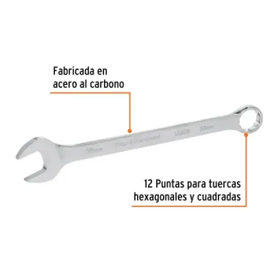 Llave Mixta Extralarga 36mm Largo 454mm Truper Cabeza 15°
