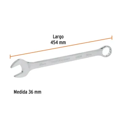 Llave Mixta Extralarga 36mm Largo 454mm Truper Cabeza 15°