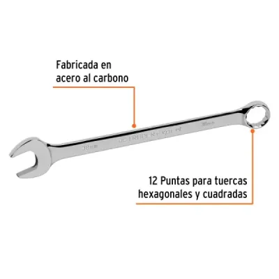 Llave Mixta Extralarga 38mm Largo 467mm Truper Cabeza 15°