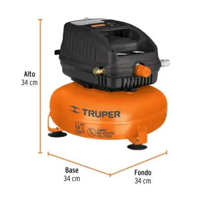 Compresor De Aire 1hp 12l Truper 100 Psi Libre De Aceite