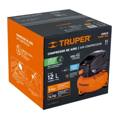 Compresor De Aire 1hp 12l Truper 100 Psi Libre De Aceite