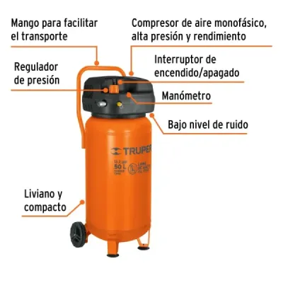 Compresor De Aire 3hp 50l Truper 116 Psi Libre De Aceite