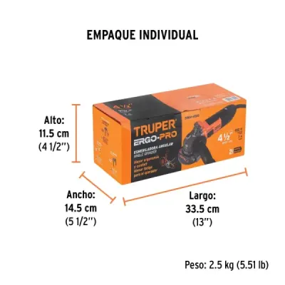 Pulidora Esmeriladora 4.1/2' 700w Truper Pro Ergo Swtich