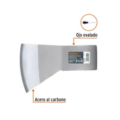 Hacha Media Labor 3.1/2 Lb Truper Sin Mango Ángulo Reducido