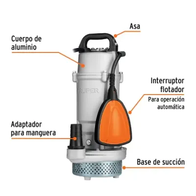 Bomba Sumergible 1/2hp 97l/m Agua Limpia Truper Altura 18m