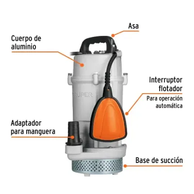 Bomba Sumergible 3/4hp 108l/m Agua Limpia Truper Altura 26m