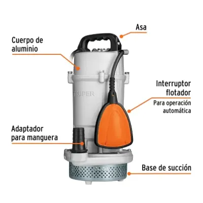 Bomba Sumergible 1hp 117l/m Agua Limpia Truper Altura 33m