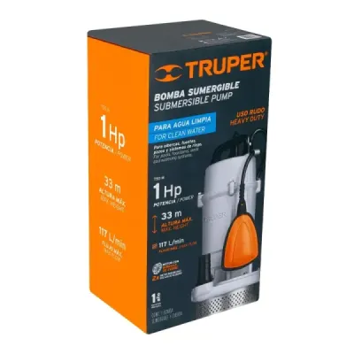 Bomba Sumergible 1hp 117l/m Agua Limpia Truper Altura 33m