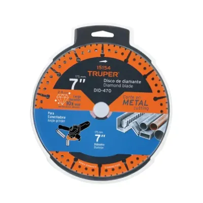 Disco Diamante Corte Metal 7' 10x Truper Centro 7/8'